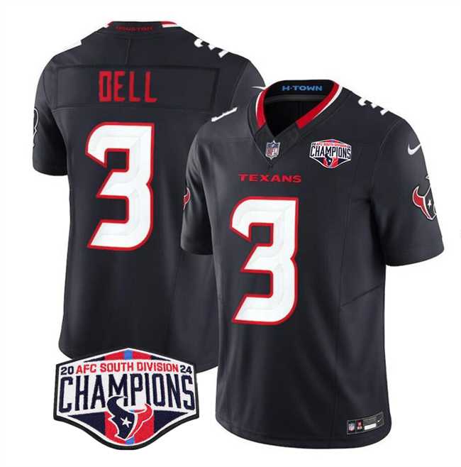 Mens Houston Texans #3 Tank Dell Navy F.U.S.E. 2024 AFC South Division Champions Vapor Limited Stitched Jersey
